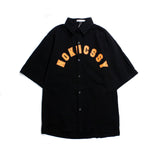 Harajuku Clothing Men's Casual Shirts One Shirt Trendy Summer Ins Harajuku Style American Letter Print Workwear Short Sleeve Shirt Cardigans for Men and Women Top Fashion