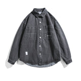 Men Shacket Long Sleeve Autumn Shirt Denim Shirt Student Long Sleeve Shirt Neutral Top Men's Coat