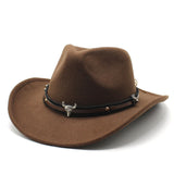 Wester Hats Woolen Jazz Top Hat Men's Ladies' National Style Autumn and Winter Felt Cap Broad-Brimmed Hat