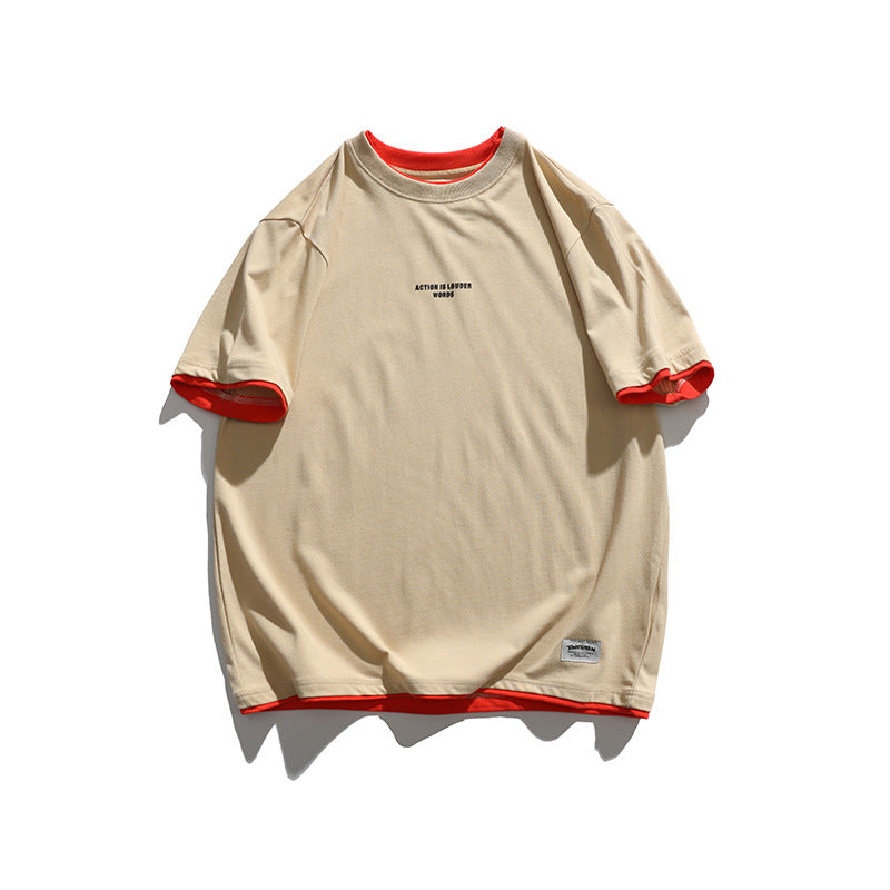 2022 Summer Man T Shirt Fake Two-Piece Three-Dimensional Letter Printing