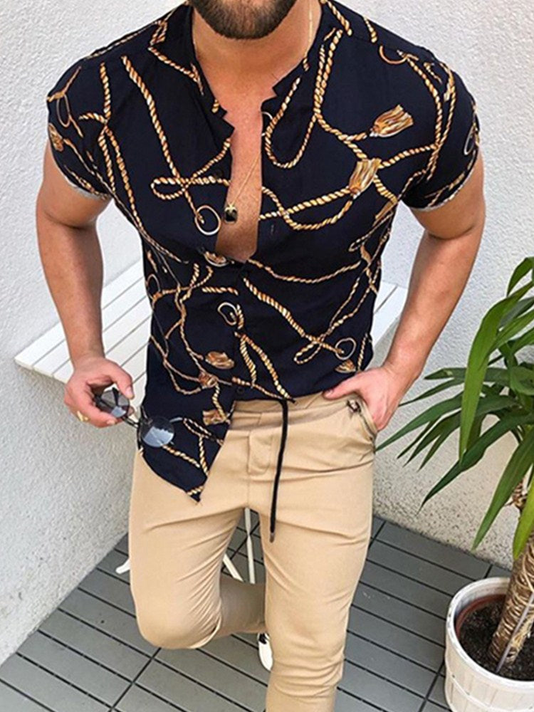 Men's Shirt Fashion Slim Fit Shirt Short Sleeve Shirt Large Size Casual Top Summer Men's Casual Shirt Trendy Fashion Slim Shirt