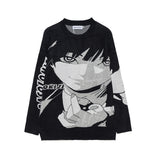 Mens Fall Outfits Cartoon Animation Round Neck Pullover Couple Knitted Sweater Coat
