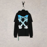 Autumn And Winter Blue Melting Arrow Fake Two-Piece Hooded Sweater