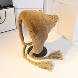 Toque Cat Ears Woolen Cap Autumn Hat Women plus Velvet Thickened Knitted Hat