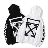 Autumn And Winter Inkjet Arrow Pattern Velvet Padded Hooded Sweatshirt Men And Women Same Style