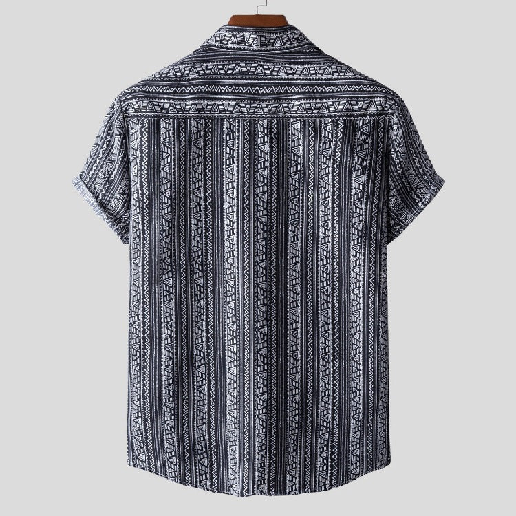 Summer Men's Short-Sleeved Printed Shirt Large Size Fashion Casual Beach Style Shirt Men Shirt