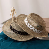 Italian Fedora Hats Summer Straw Hat Female Retro Sunshade Sun-Proof Vacation Seaside
