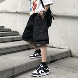 Harajuku Clothing Men's Casual Shorts Summer Solid Color Large Workwear with Pocket Men's and Women's Casual Wide-Leg Pants