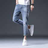 Cropped Pants Mens Spring Slim-Fitting Stretch Denim (Ankle-Length Pants) Men's plus Size Retro Sports Men Jeans