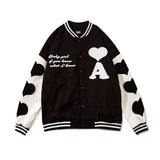 Mens Fall Outfits Autumn Winter Retro Simple Love Embroidered Baseball Uniform Jacket Coat