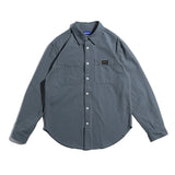 Men Shacket Long Sleeve Autumn Shirt Autumn Leisure Shirt Solid Color Plain Weave Workwear Shirt