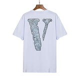 Vlone T shirt Pop Smoke Rose the Woo Loose Male and Female Couple Short Sleeve T-shirt