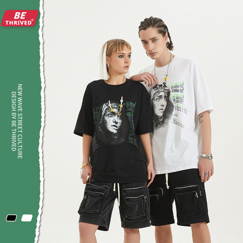 Men's Summer Short Sleeve Large Size Loose Retro Sports Top Coat T-shirt Men Top