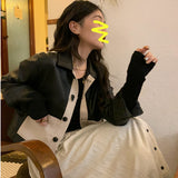 Two Tone Leather Jacket Biker's Leather Jacket Autumn Women Top