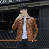 80's Leather Jacket Fall and Winter Lapels Men's Fleece Leather Jacket Youth Warm PU Leather Jacket Men's Jacket