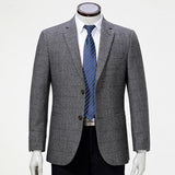 Mens Graduation Outfits Business Plaid Casual Suit Single Top Coat Men's Loose Wool Suit Men's