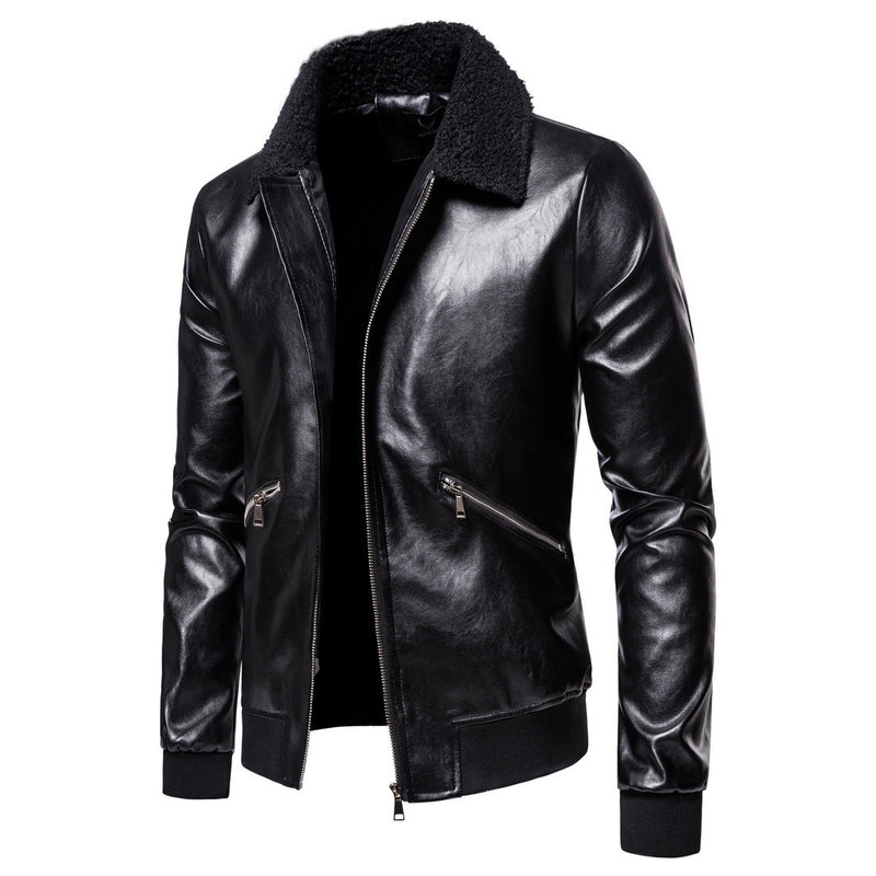 Men's Large Size Men's Leather Clothing Trendy Fur Integrated Turn-down Collar Coat Men Winter Outfit