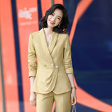 Women Pants Suit Uniform Designs Formal Style Office Lady Bussiness Attire Spring and Autumn Fashion Host Suit Overalls