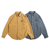 Men Shacket Long Sleeve Autumn Shirt Autumn Leisure Shirt Solid Color Plain Weave Workwear Shirt