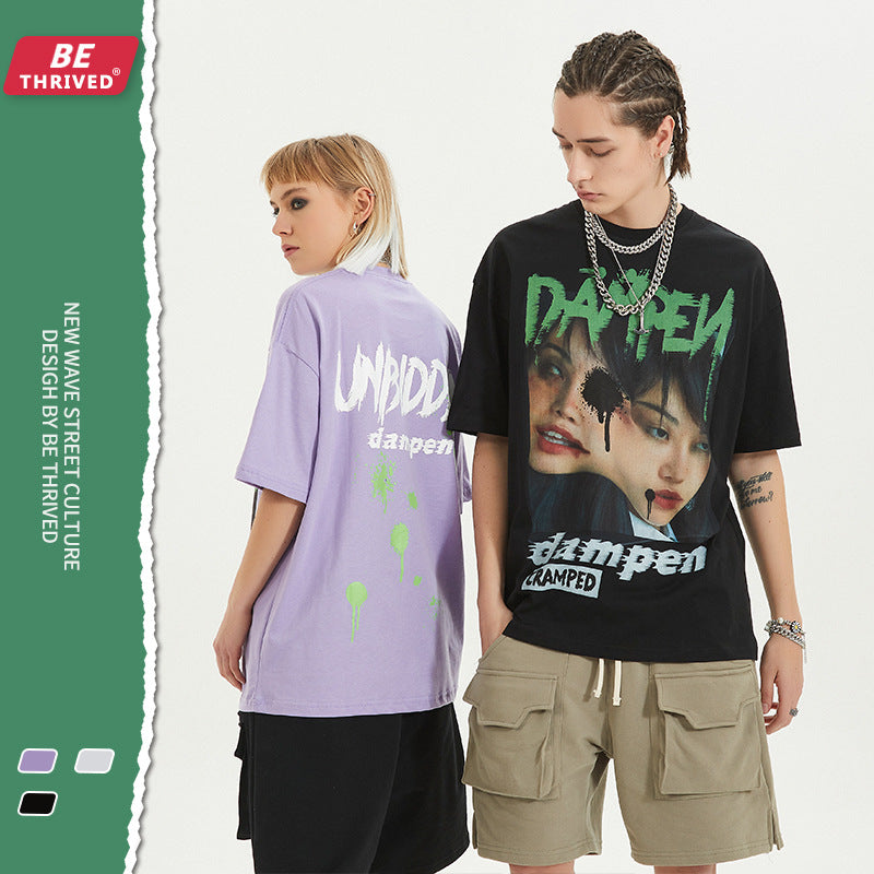 Men's Spring and Summer Large Size Loose Sports Top Casual Short-Sleeved T-shirt Men Top