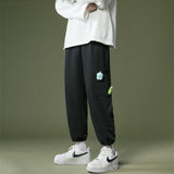 Men Pants Fleece Thick Sweat Pants Drawstring Ankle-Tied Casual Knitting