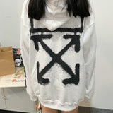 Printed Loose Casual Hooded Sweater Jacket