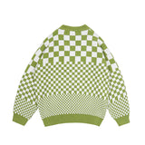 Men Fall Outfits Winter Vintage Diamond Plaid Loose Round Neck Sweater Knitwear