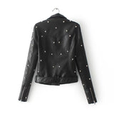 Studded Jackets Spring and Autumn Leather Women's Short Stand-up Collar Slim Fit Women's Short Coat