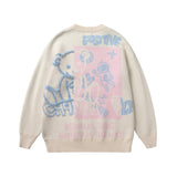 Men Fall Outfits Autumn and Winter Cute Bear Round Neck Pullover Knitted Top