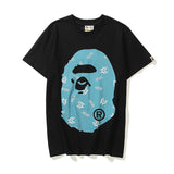 A Ape Print T Shirt Cartoon Anime Loose Teen Summer Casual T-shirt