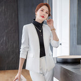 Women Pants Suit Uniform Designs Formal Style Office Lady Bussiness Attire White Spring And Autumn Formal Wear Slim Fit