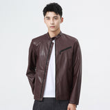 80's Leather Jacket Spring and Autumn Leather Men's Stand-up Collar All-Match Spring and Autumn PU Leather Jacket Men's Jacket