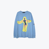 Mens Fall Outfits Washed Distressed Long-Sleeved T-shirt Hip Hop Casual