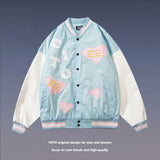 Mens Fall Outfits High Street Vintage Love Embroidered Coat Street Baseball Uniform Jacket