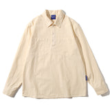 Men Shacket Long Sleeve Autumn Shirt Autumn Solid Color Retro Workwear Shirt