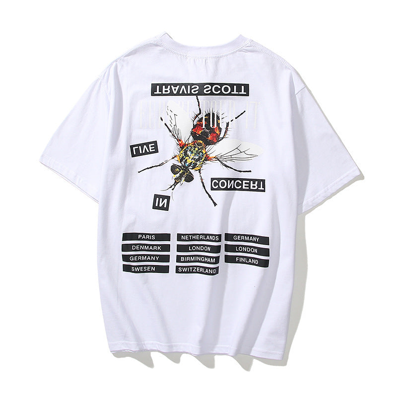 Kanye West Fashion Summer Loose Printed Hip Hop Short Sleeve T-shirt Men