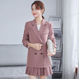 Women Pants Suit Uniform Designs Formal Style Office Lady Bussiness Attire Long Sleeve Coat Spring/Autumn Double Breasted Slim Fit Waist-Controlled Slimming Casual Suit