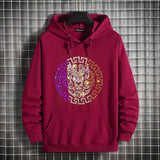 Maroon Graphic Hoodie Hot Drilling Printing