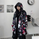 Sweater Women's Spring and Autumn Japanese Style Loose Cardigan Clow M Printed Hooded Long Sleeve Coat