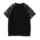 A Ape Print T Shirt Summer Luminous Starry Sky Cartoon Printed Short Sleeve T-shirt