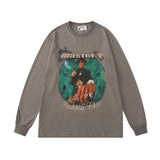 Mens Fall Outfits Printed Long-Sleeved T-shirt Niche Couple Base Top