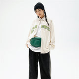 Men Shacket Long Sleeve Autumn Shirt Autumn Letter Embroidery Loose Shirt