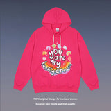 Mens Fall Outfits Printed Hoodie Loose Couple Pullover Coat