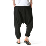 Men Casual Pants plus Size Loose Trousers Summer Men's Cotton Linen Loose plus Size Knickerbockers Ankle-Tied Harem Pants