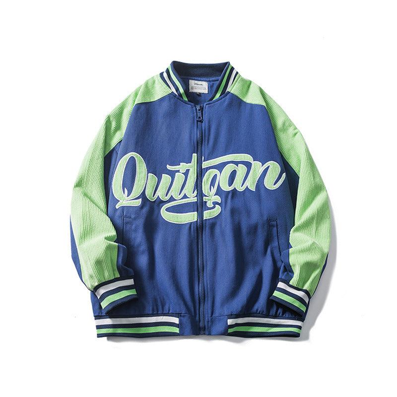 Men's plus Size Retro Sports Baseball Uniform Men's Loose Stitching Pilot Jacket Men's Casual Coat Top