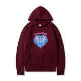 Maroon Graphic Hoodie Skull Print