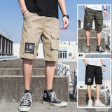 Men Cargo Shorts Summer Men's Cotton Shorts Loose Straight Cargo Multi-Pocket Solid Color Shorts Casual Fashion Brand Men's plus Size