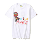 A Ape Print T Shirt Summer Cartoon Anime Print Plus Size Loose Short Sleeve T-shirt