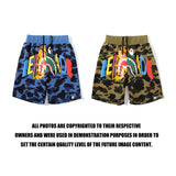 A Ape Print Shorts Camouflage Shorts Men's and Women's Men's Beach Shorts Middle Pants