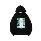Autumn And Winter Speed Bump Landscape Illustration Velvet Padded Hooded Sweatshirt Men And Women Same Style